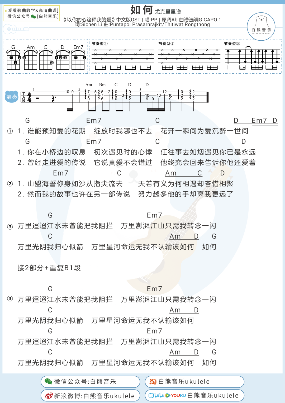 PP《如何》尤克里里谱-Ukulele Music Score